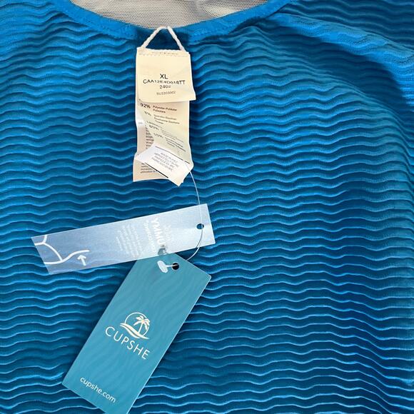 Cupshe Women's Blue Sweetheart Tummy Control One-Piece XL - Picture 4 of 6